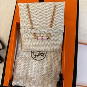 Hermès Charniere Necklace in Swift Mauve Pale Rose Gold Hardware